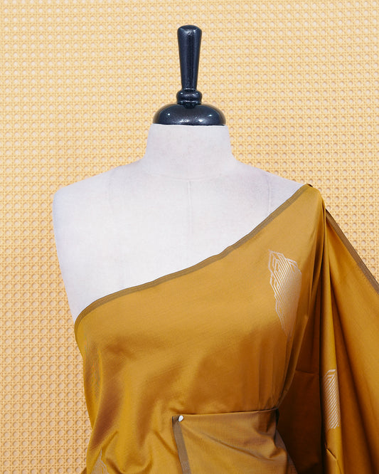 Mustard colour soft silk saree