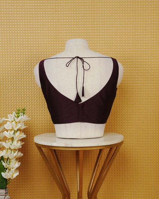 Purple Colour Sleeveless Blouse Featuring A Classic Boat Neck, Smooth Finish, And A Comfortable Tailored Fit.