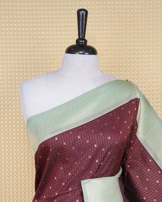 Brown colour soft silk saree