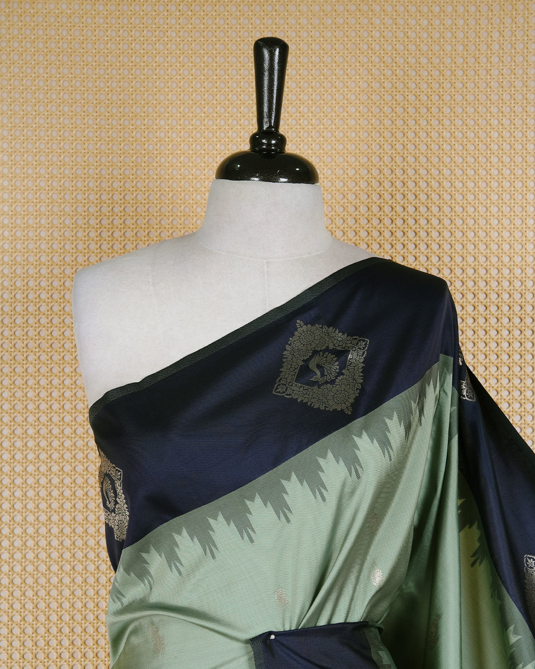 Pastel green colour soft silk saree
