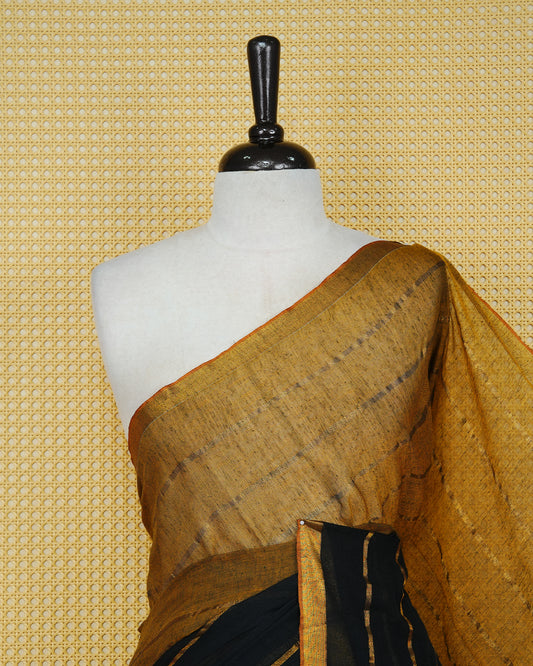 Black colour mul cotton saree