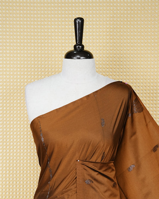Brown colour soft silk saree