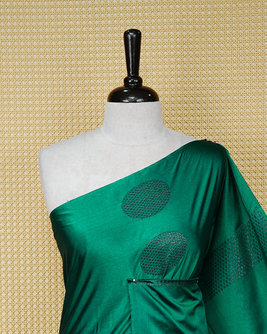 Emerald green colour soft silk saree