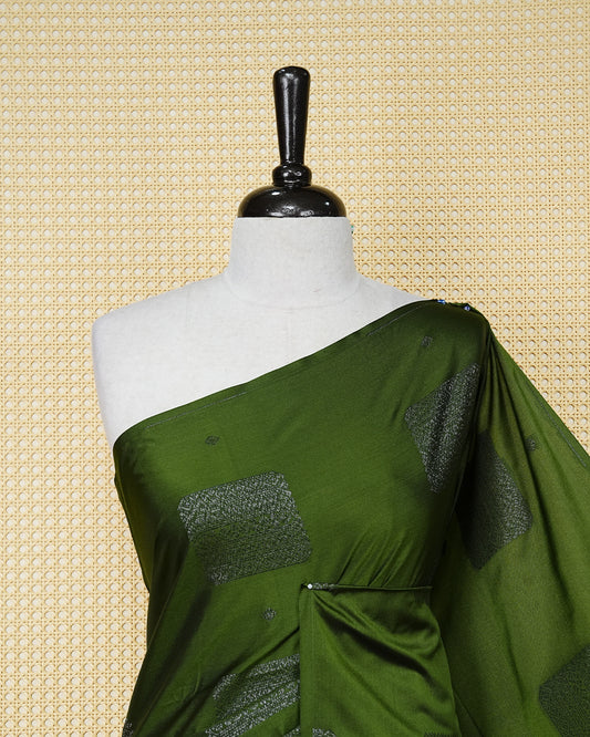 Forest green colour soft silk saree