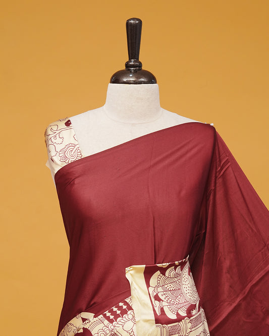 Maroon & Cream Colour Modal Saree