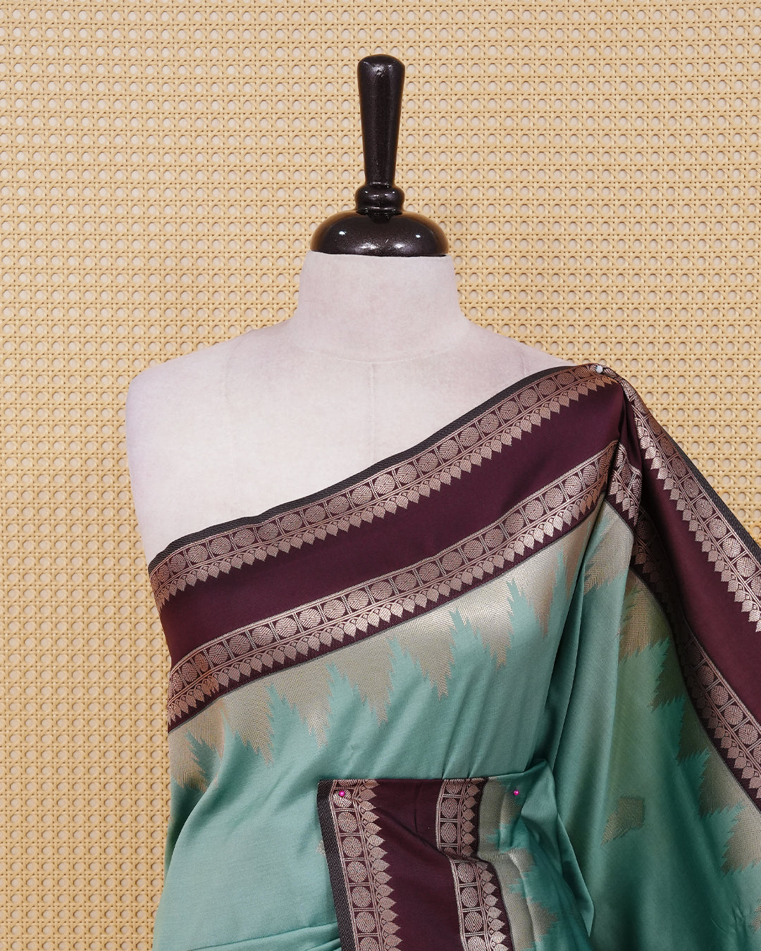 Mint green colour soft silk saree