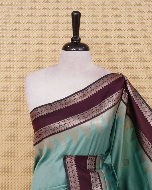 Mint green colour soft silk saree