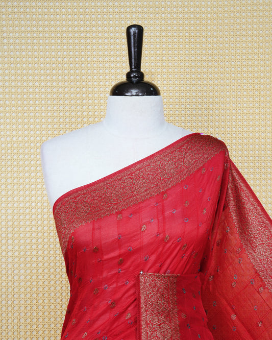 Red Colour banaras bandhani saree