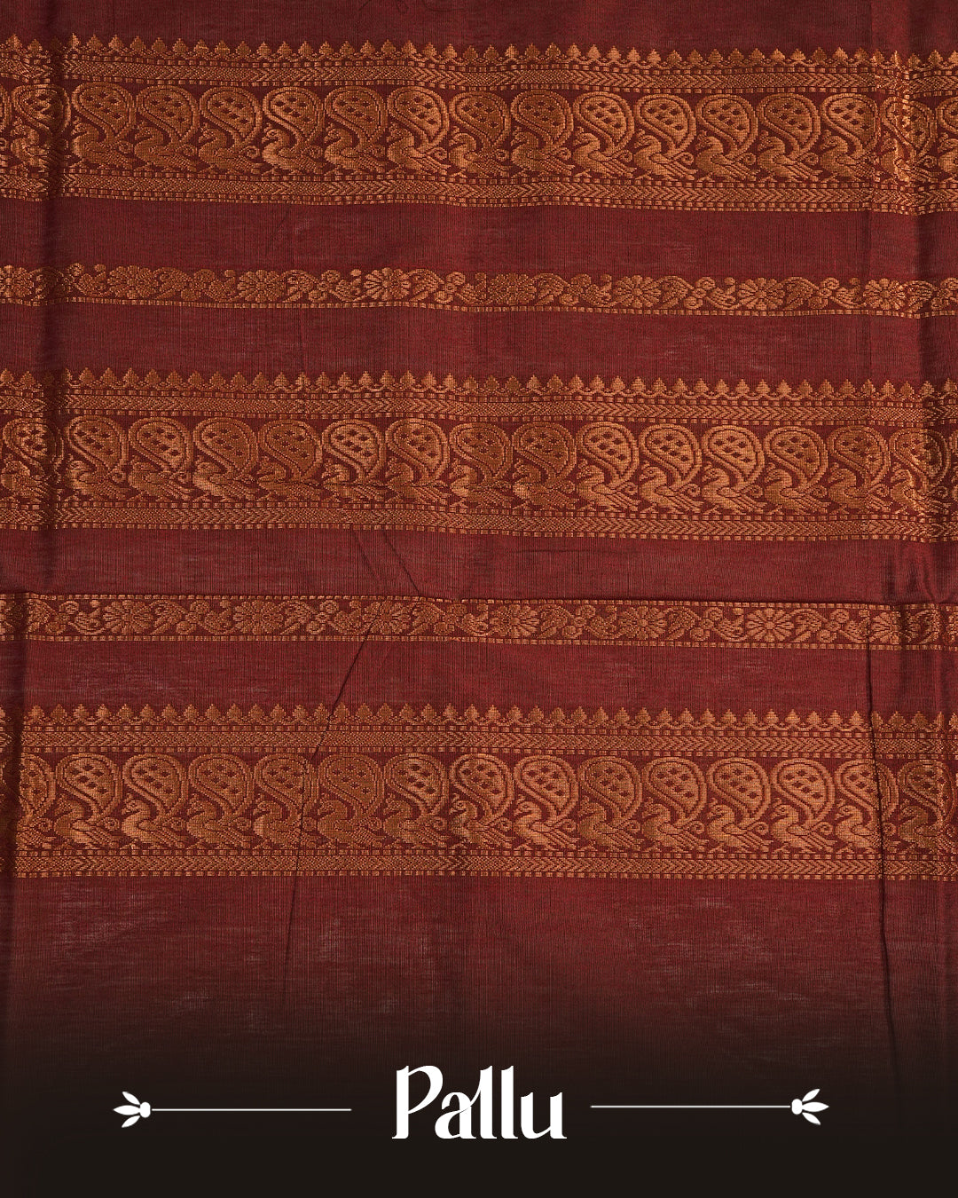 Peacock Green Colour Kalyani cotton saree featuring elegant antique zari peacock butta motifs on the body, complemented by a Maroon contrast pallu with a rich antique zari border, paired with a matching blouse piece