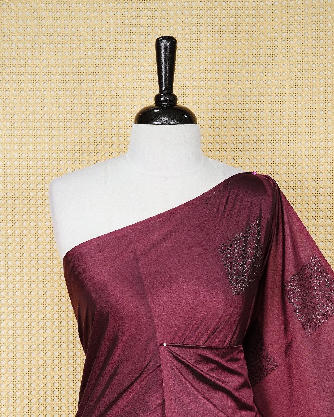 Deep wine colour soft silk saree