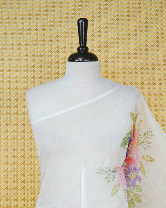 Light Lavender colour linen tissue saree.