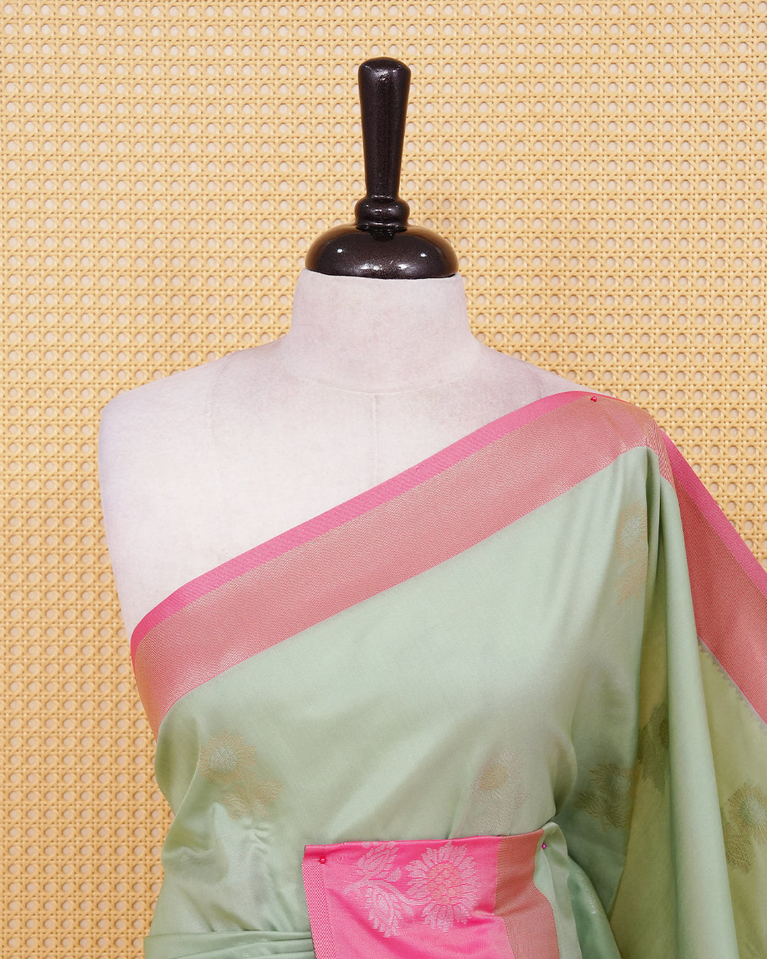 Mint green colour soft silk saree