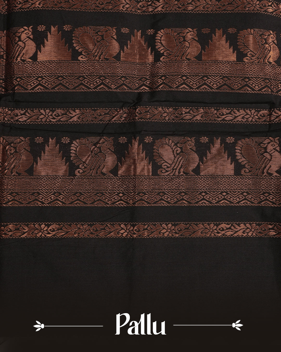 Light Green colour kalyani cotton saree featuring gold zari Motifs on body, complemented by Black colour with  Gold zari border, paired with matching blouse piece