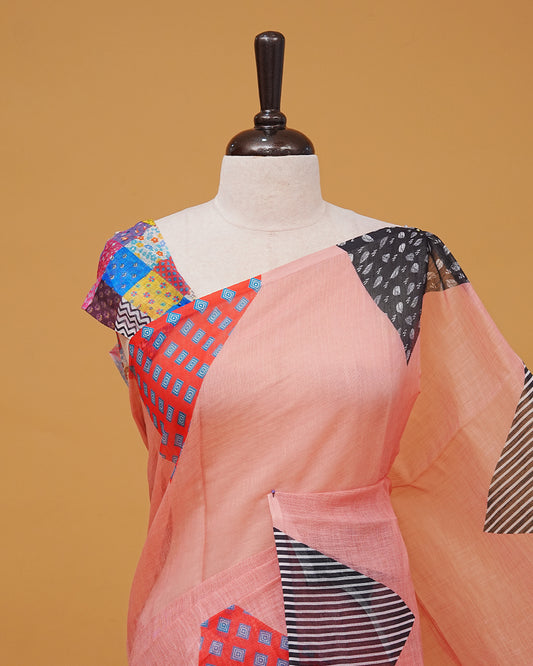Peach colour Linen Cotton Saree