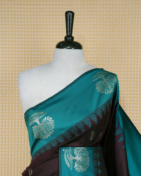 Dark chocolate colour soft silk saree