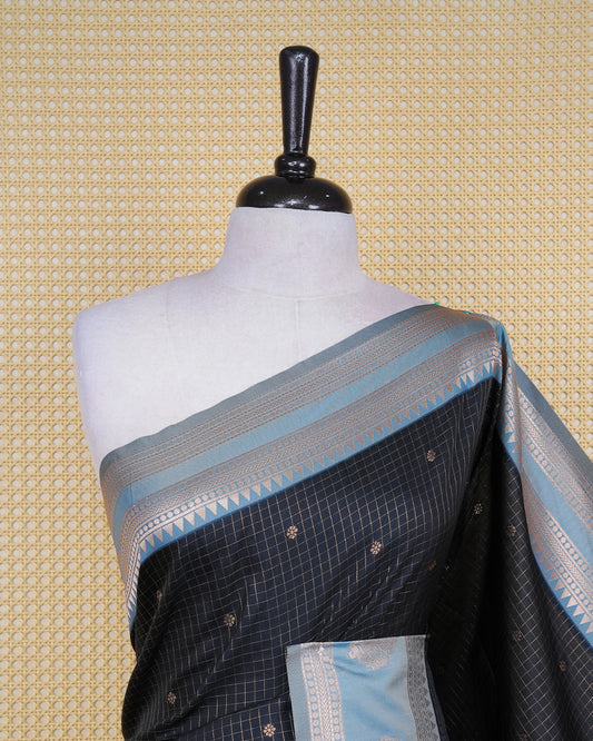Black colour soft silk saree
