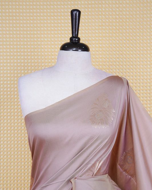 Dusty rose colour soft silk saree