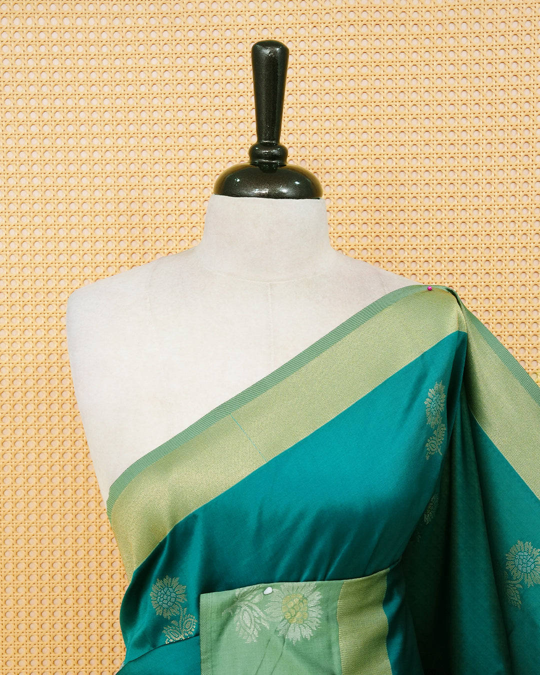 Teal blue colour soft silk saree