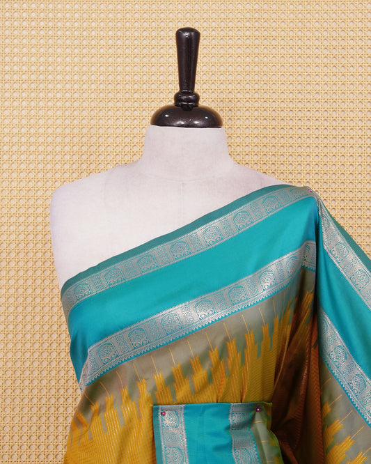 Mehandi colour soft silk saree