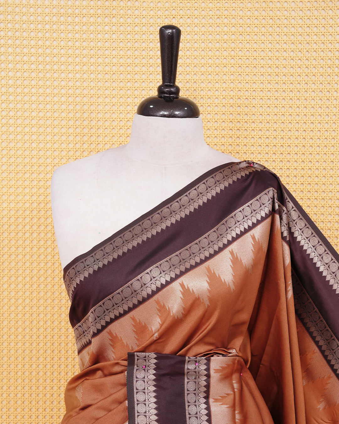 Mustard brown colour soft silk saree