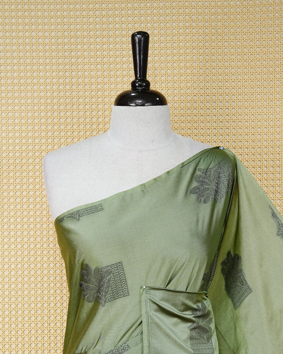 Pastel green colour soft silk saree