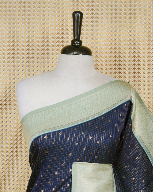 Navy blue colour soft silk saree