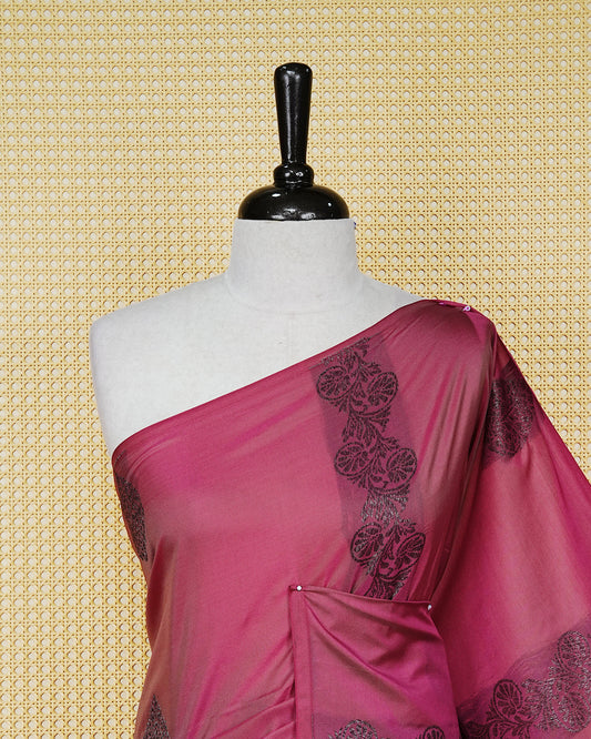 Dusty magenta colour soft silk saree