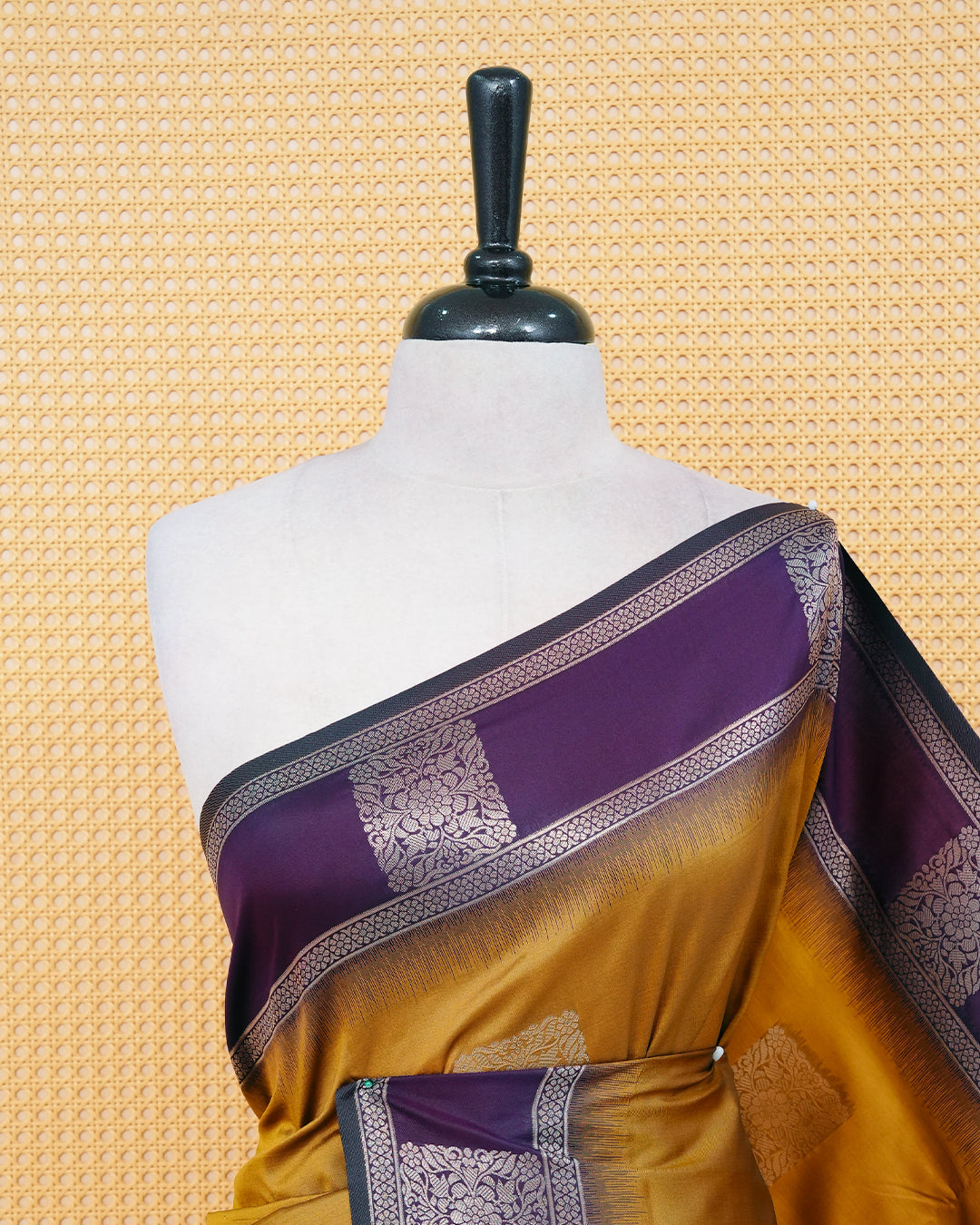 Mustard colour soft silk saree