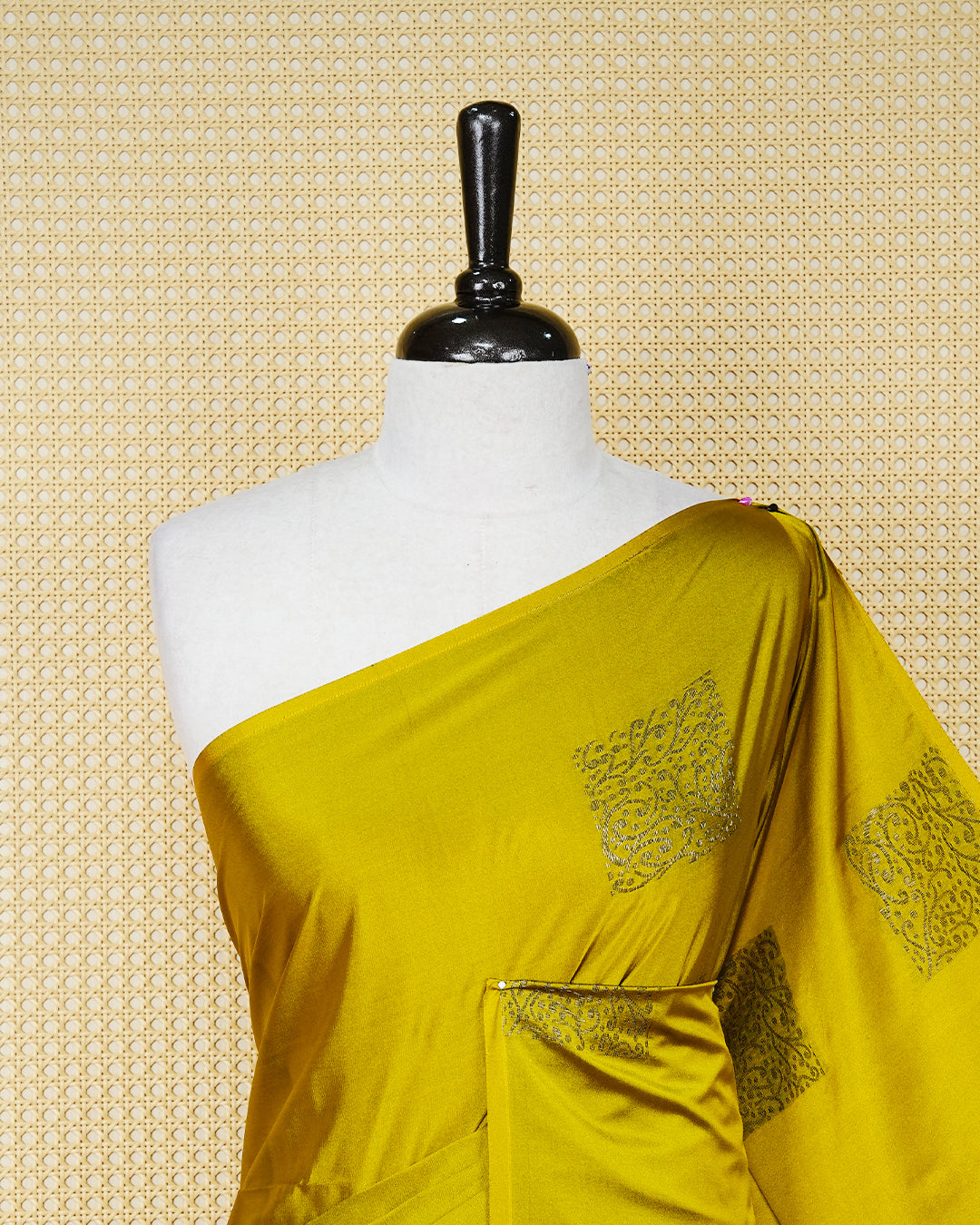 Olive yellow colour soft silk saree