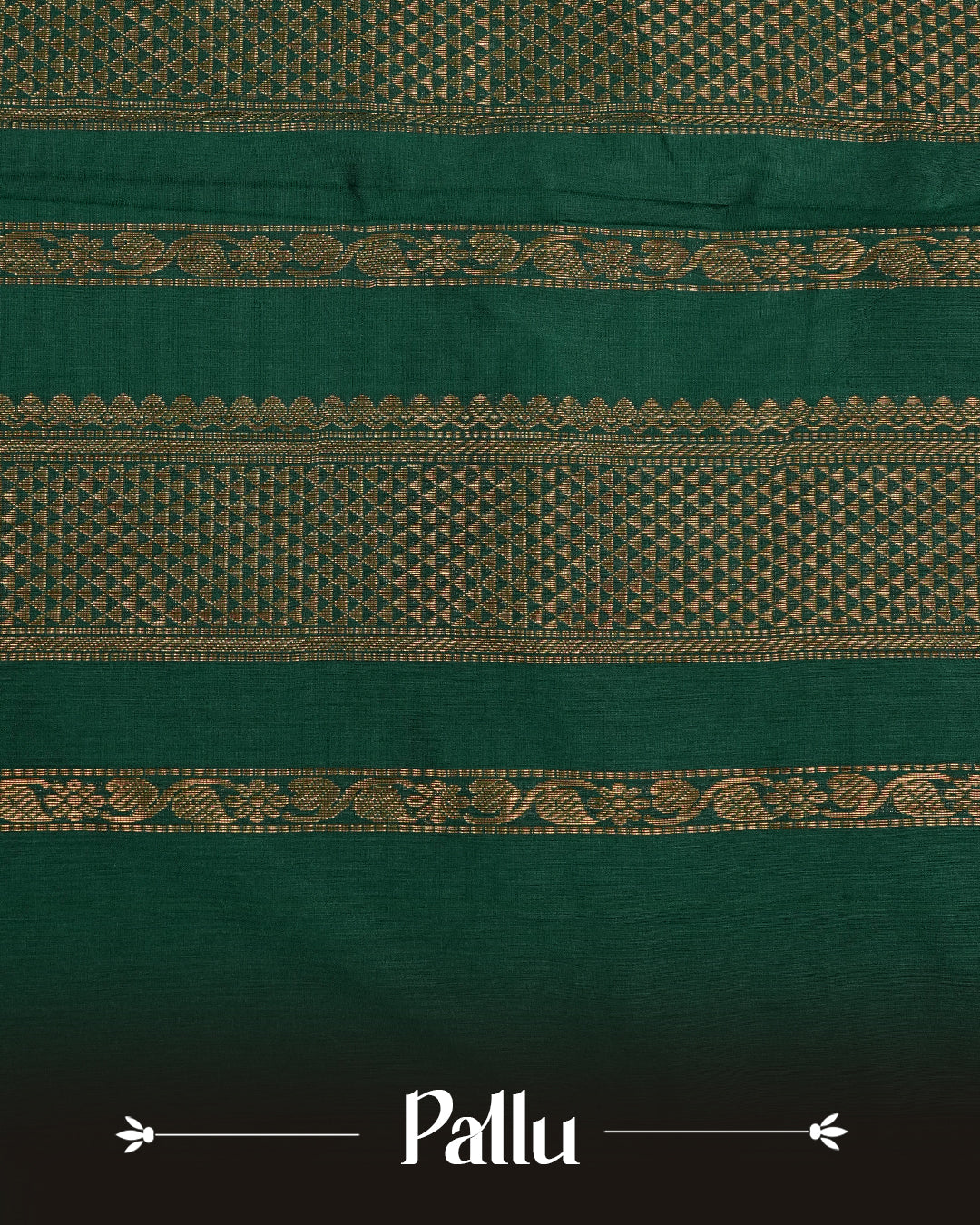 Green Colour Kalyani Cotton saree Featuring Gold Zari Motifs On Body, complemented by Contrast colour with  Gold zari border, paired with matching blouse piece