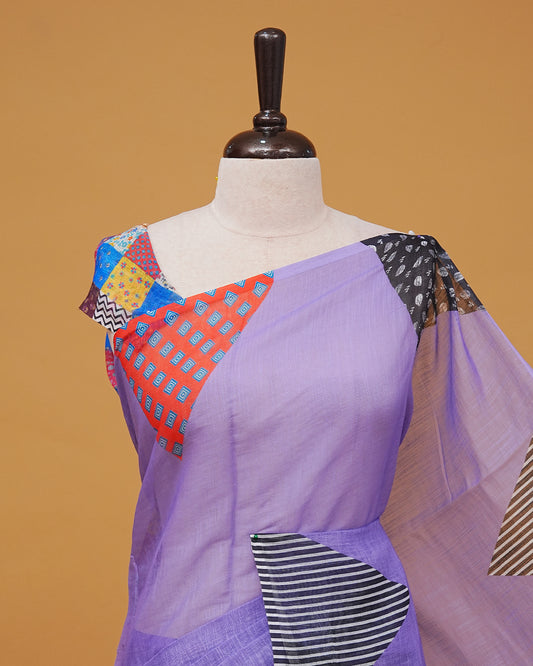 Lavender colour Linen Cotton Saree
