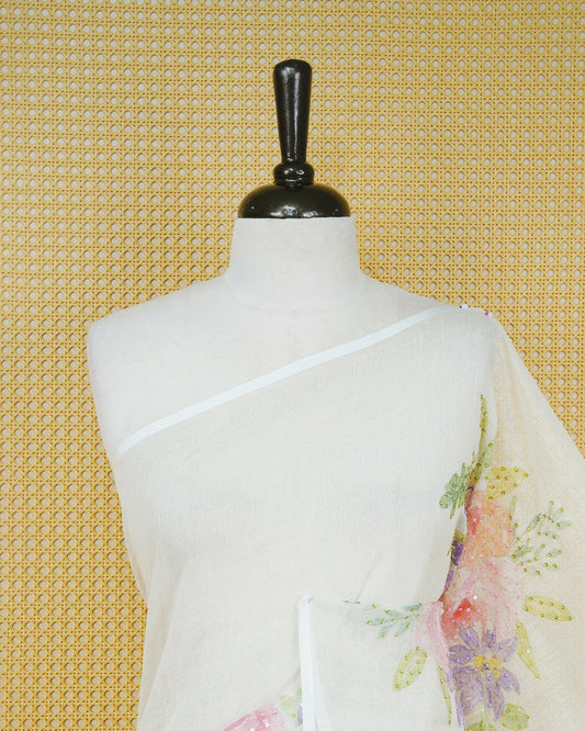 Light Green colour linen tissue saree.