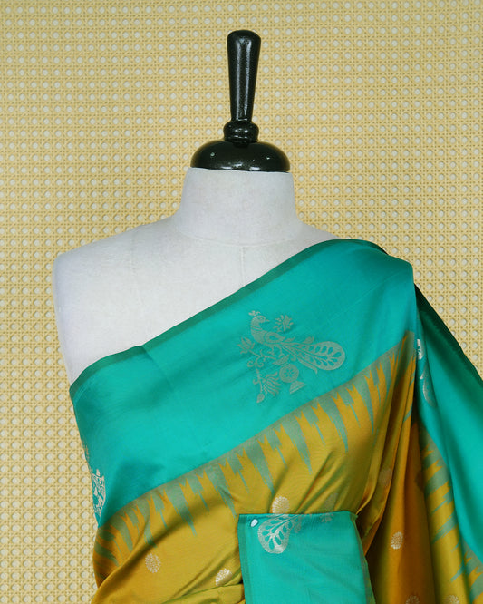 Olive gold colour soft silk saree