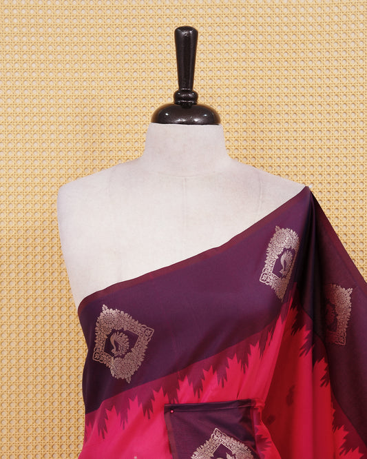 Rani pink colour soft silk saree