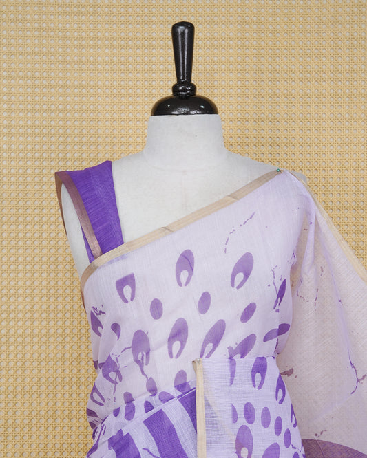 Lavender & Purple coloured semi linen saree