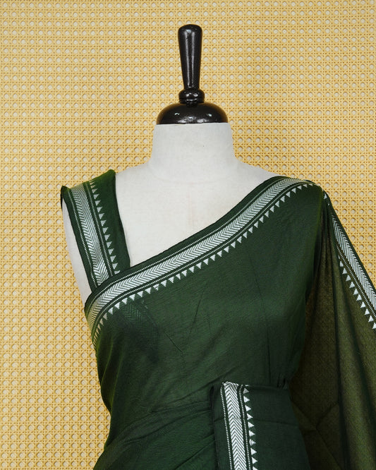 Green & Grey colour mul cotton saree