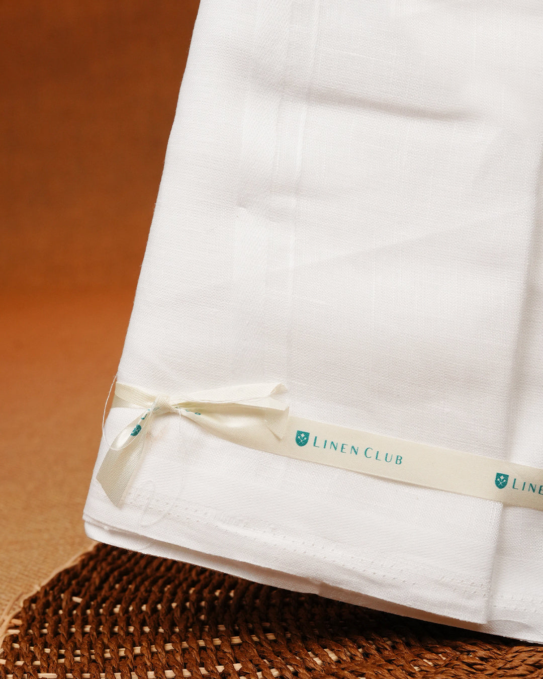 White colour Pure Linen Double dhoti With white border.