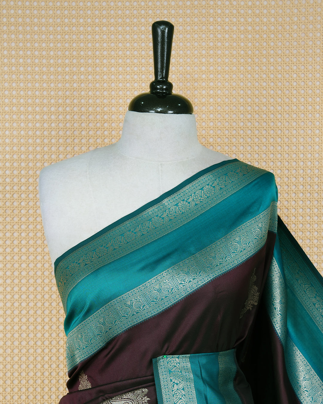 Dark brown colour soft silk saree