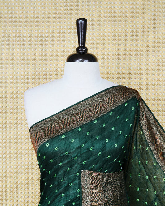Dark Green Colour banaras bandhani saree