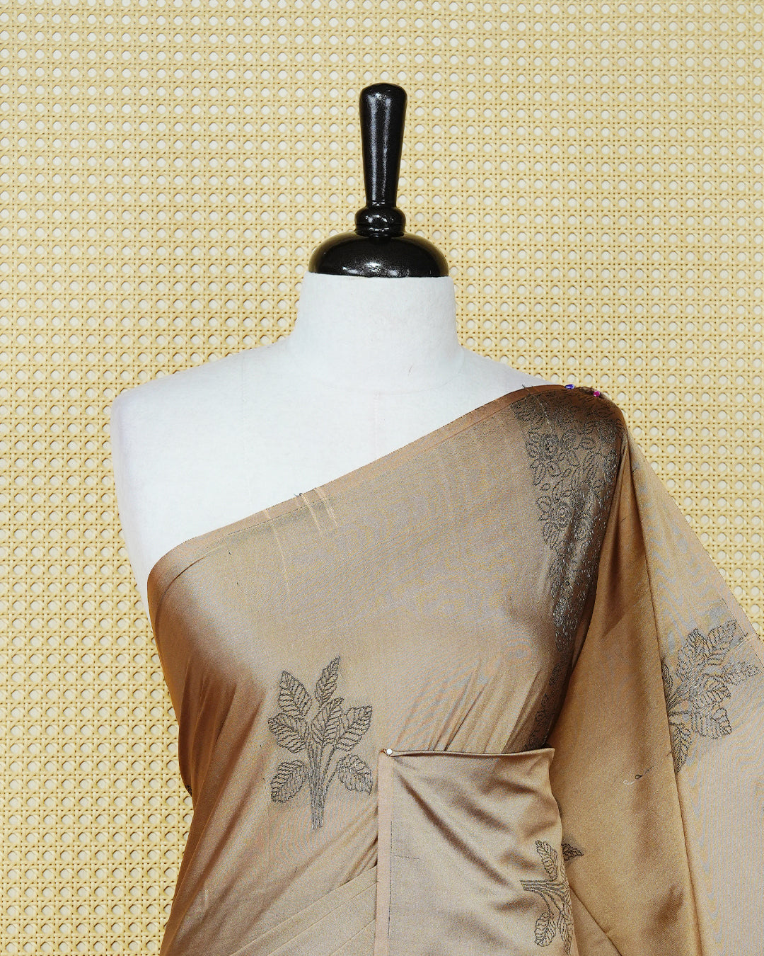 Dark beige colour soft silk saree