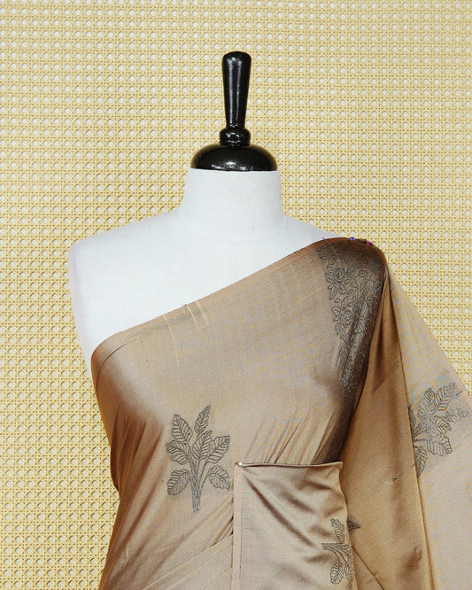 Dark beige colour soft silk saree