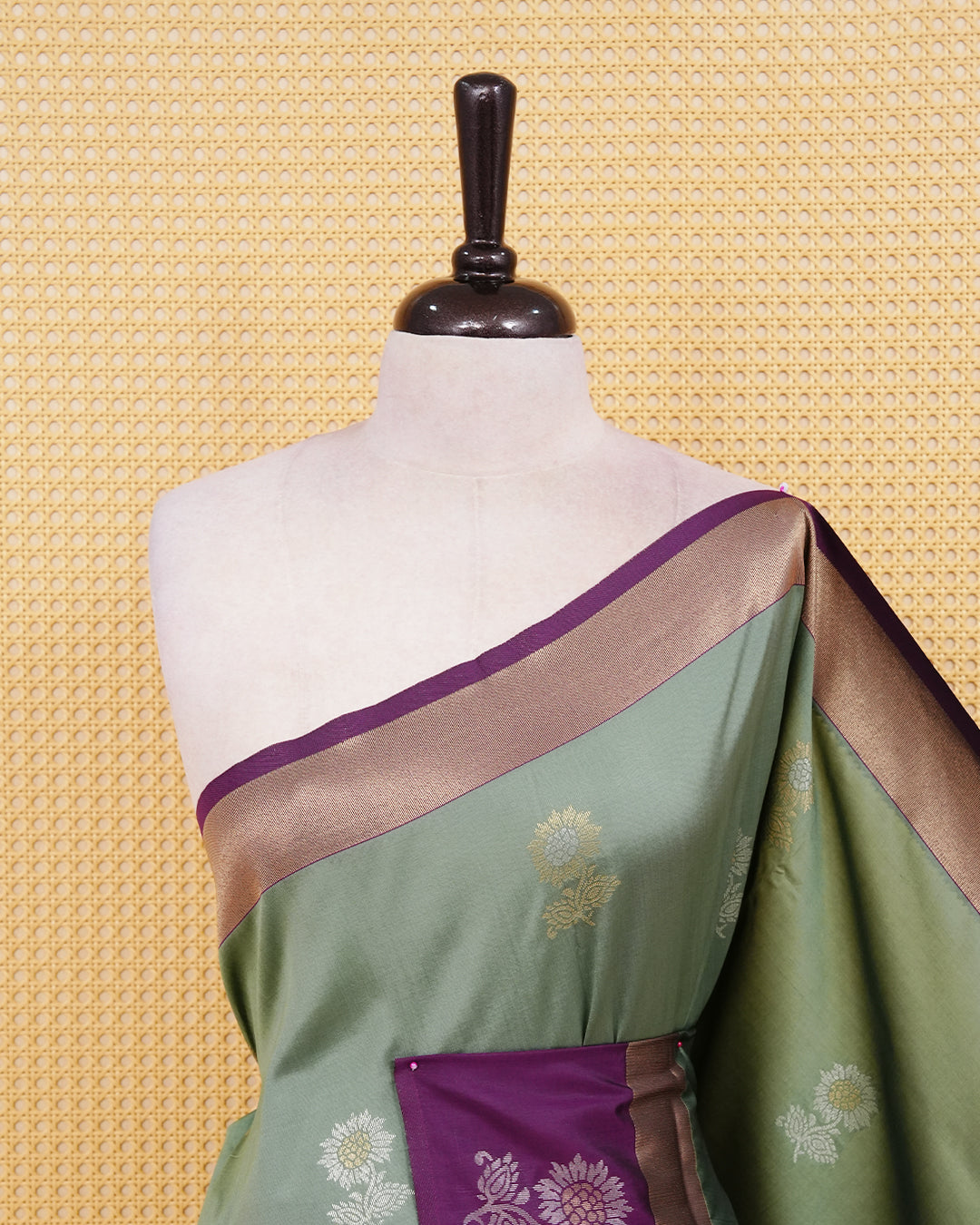Pista green colour soft silk saree
