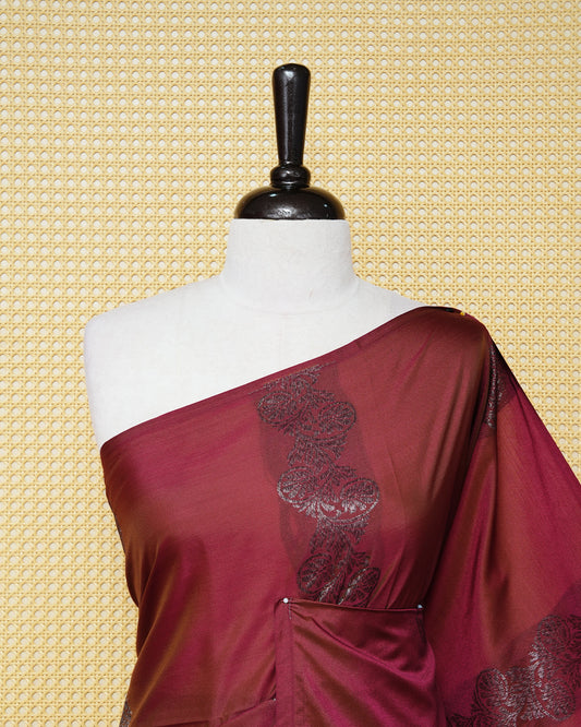 Maroon & green colour double shade soft silk saree