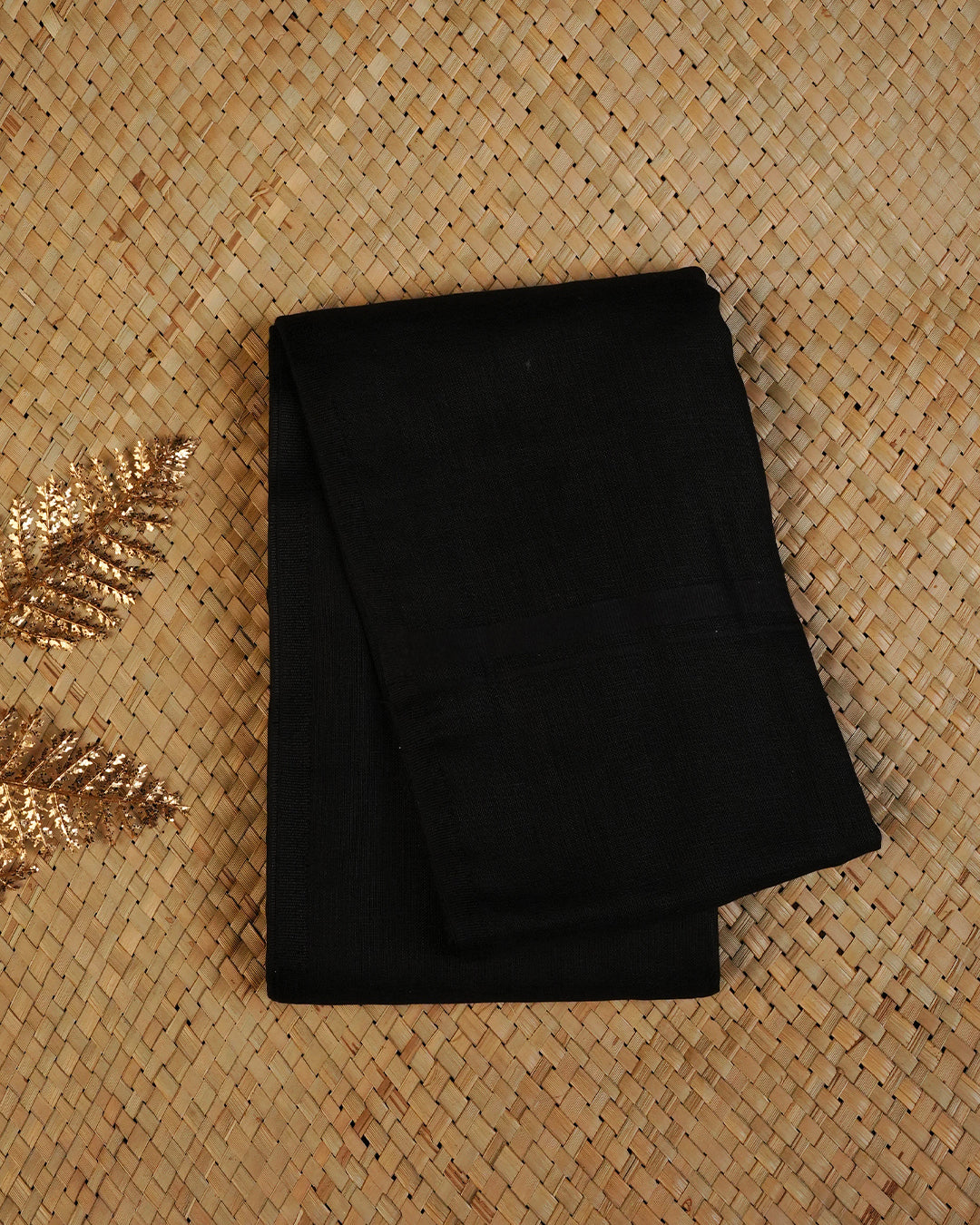 Black colour Pure linen Double dhoti featuring Self colour border.