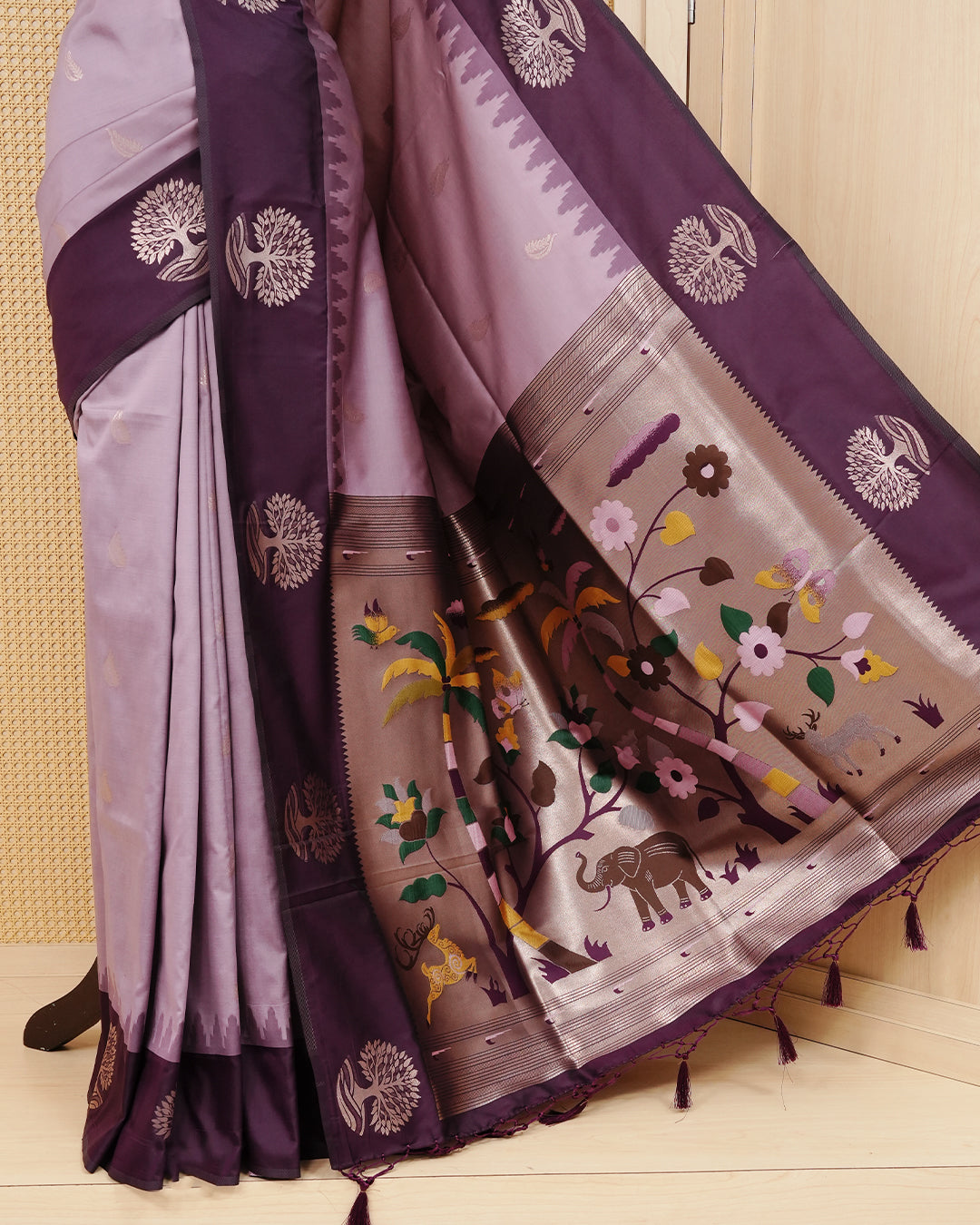 Lilac lavender colour soft silk saree