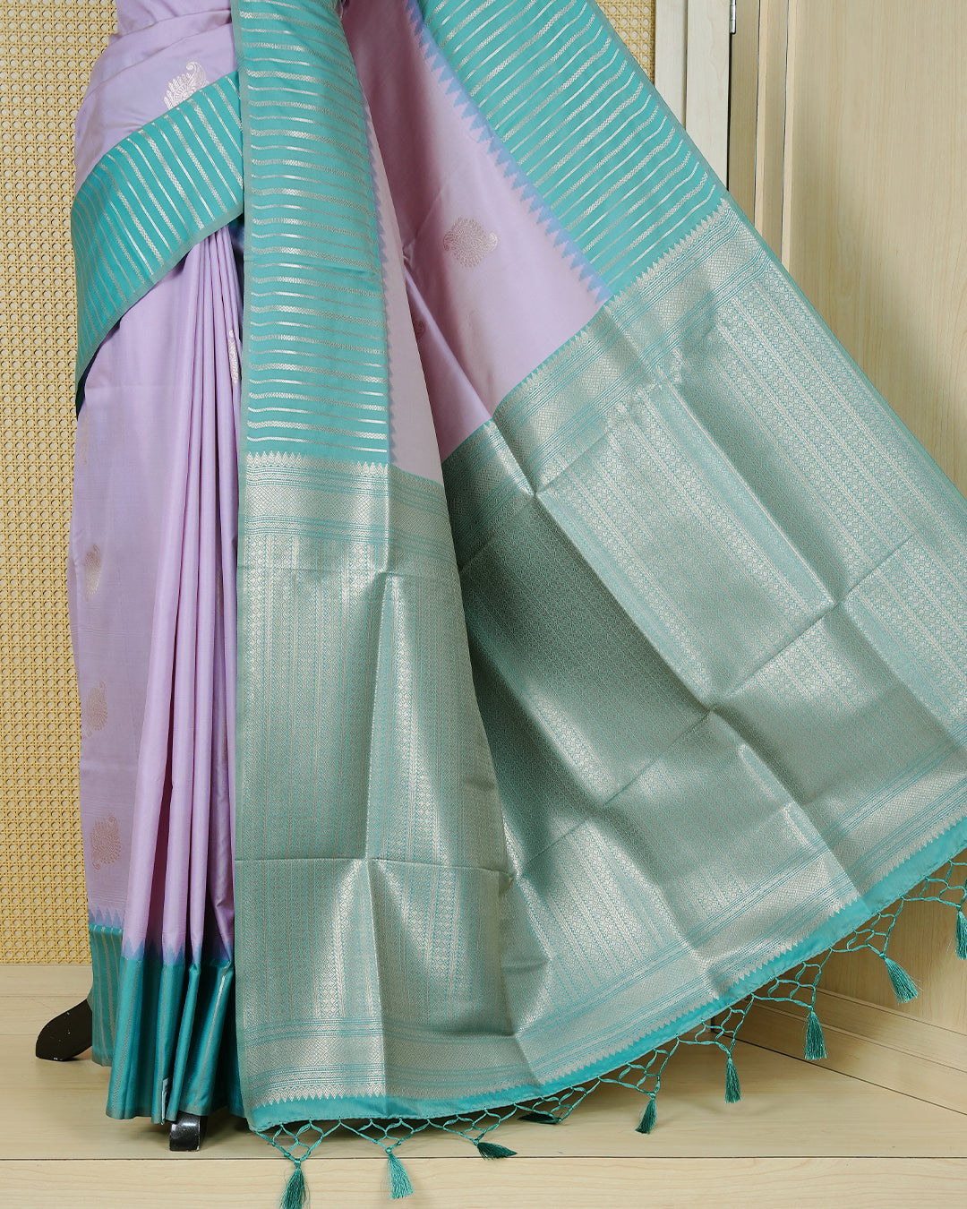Pastel lilac colour soft silk saree