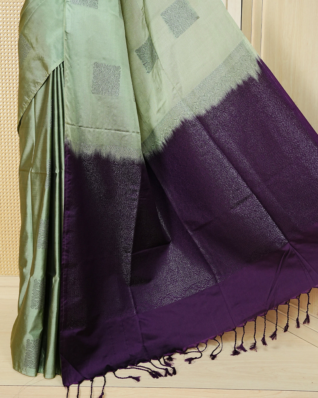 Sage green colour soft silk saree