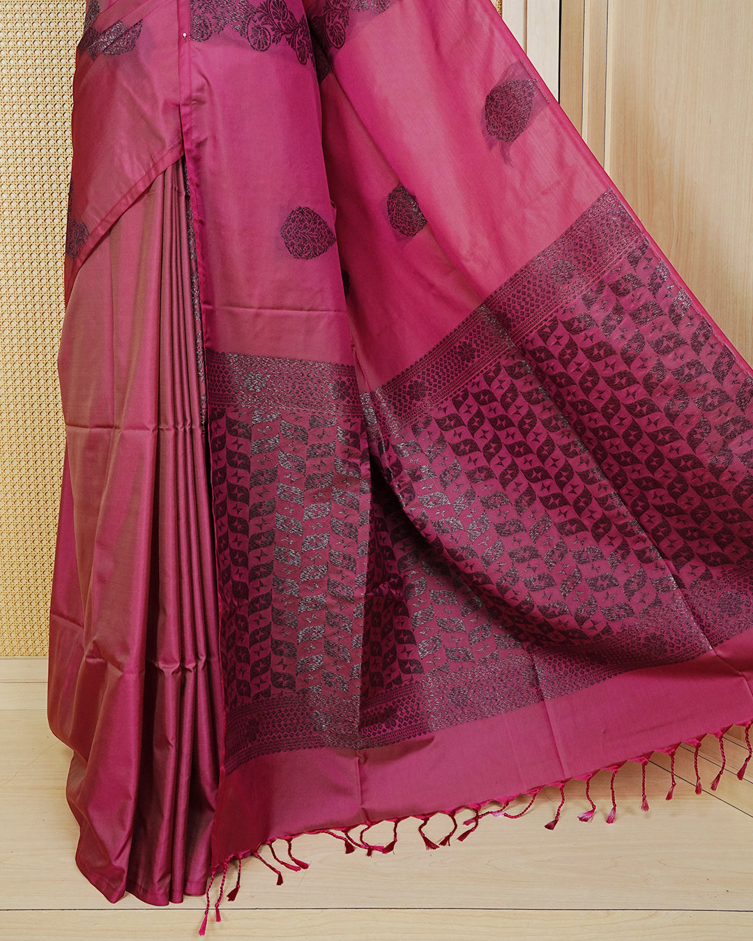 Dusty magenta colour soft silk saree