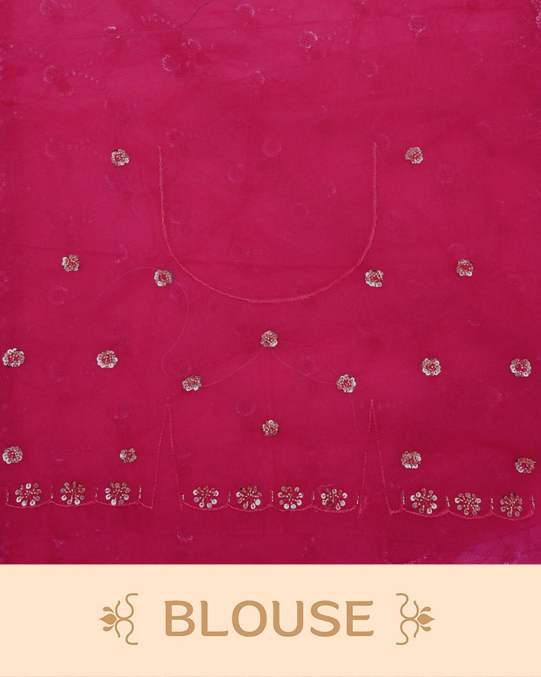 Rani pink colour Net Designer saree featuring Beats & Sequins geometric Pattern on body & worked border, comes with matching blouse piece.