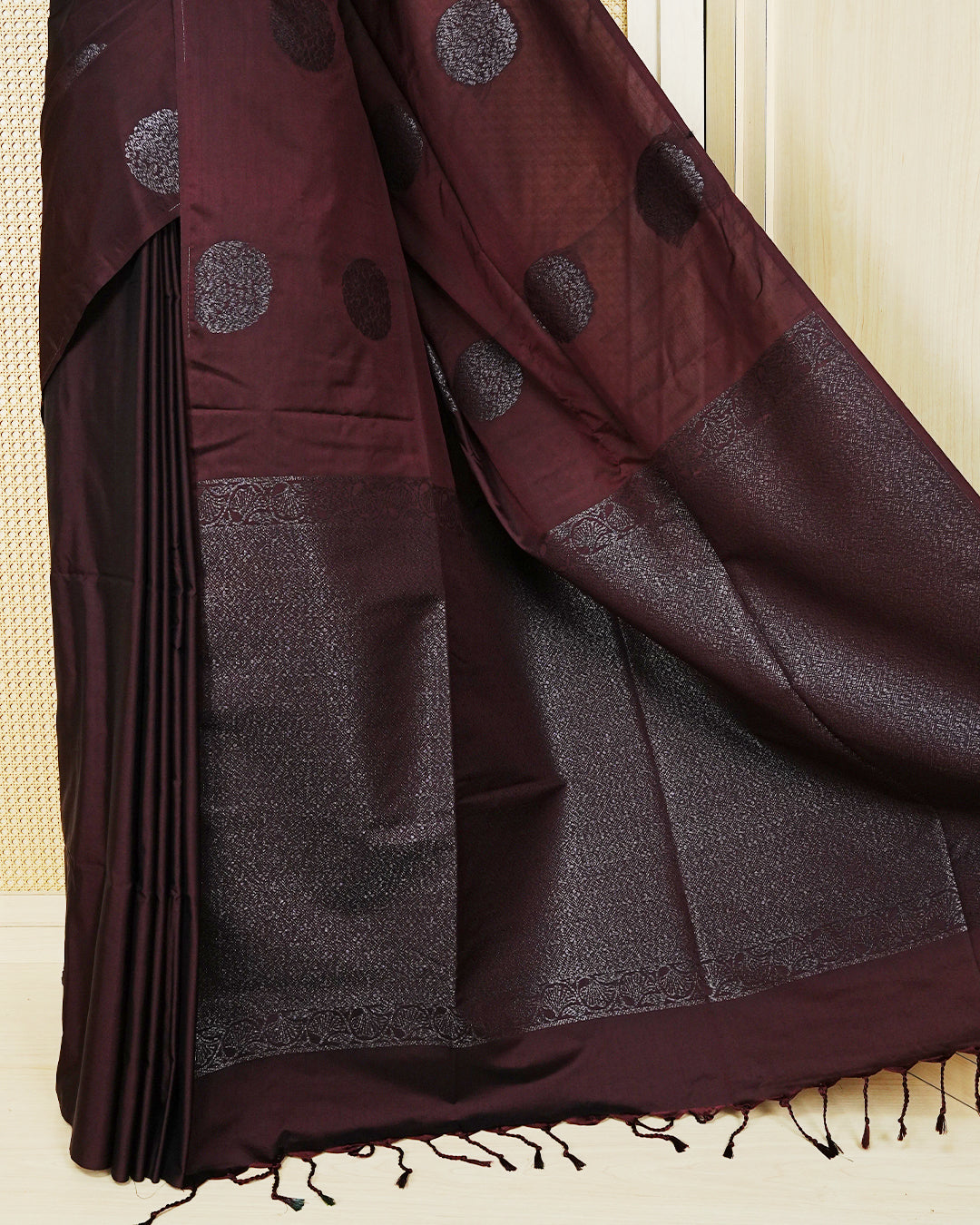 Dark coffee brown colour soft silk saree